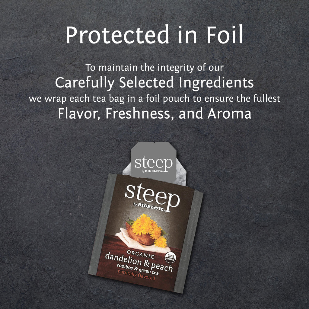 organic dandelion and peach rooibos and green tea