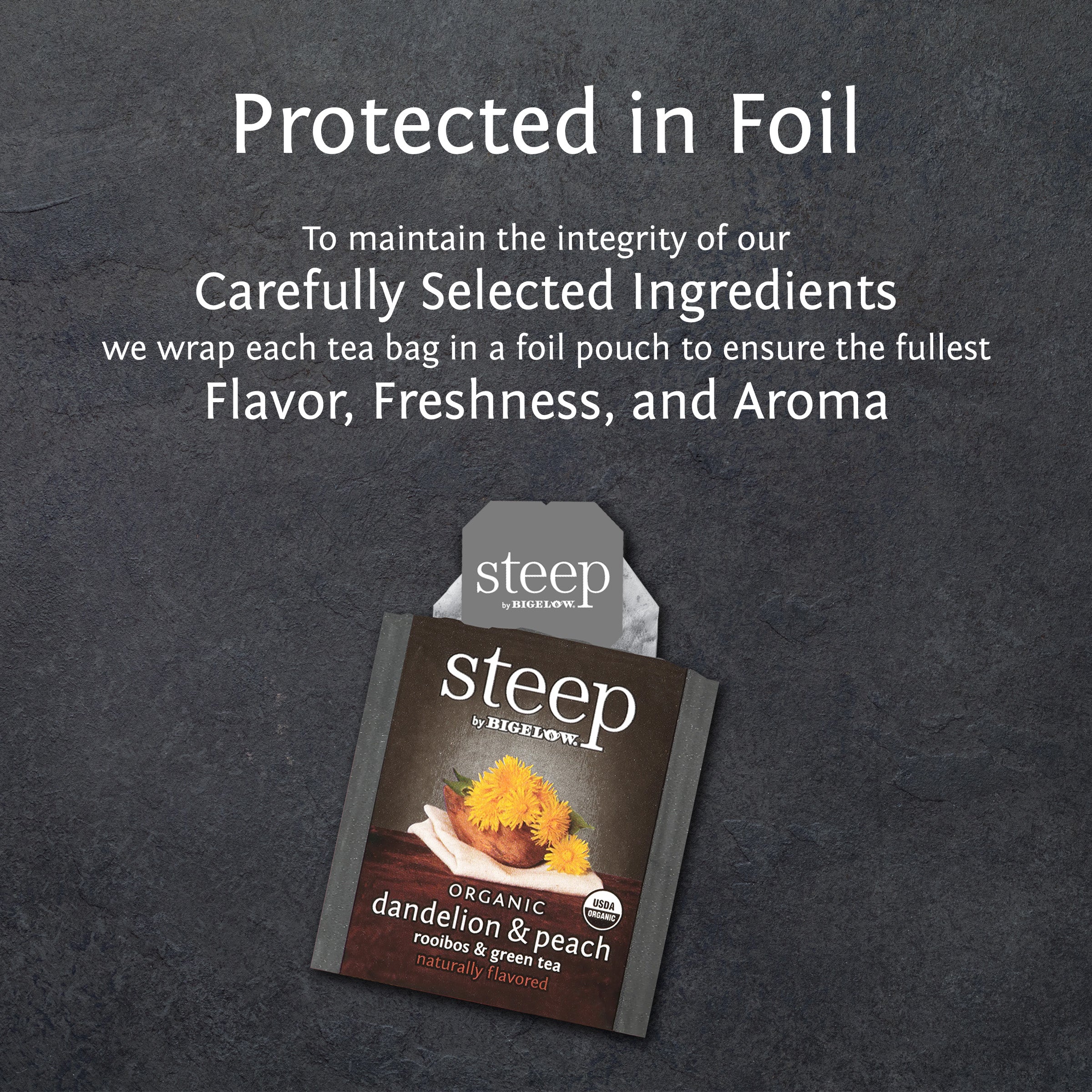 organic dandelion and peach rooibos and green tea
