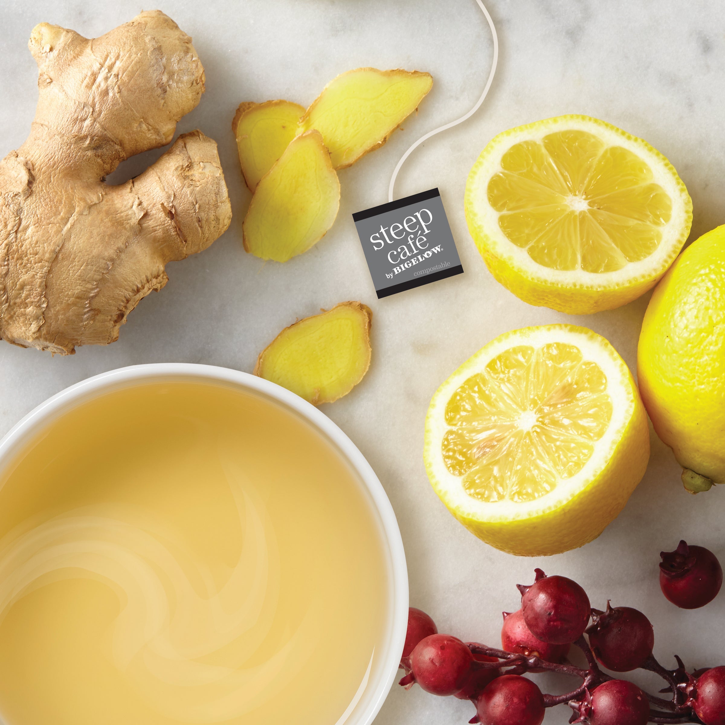 organic lemon ginger full leaf herbal tea
