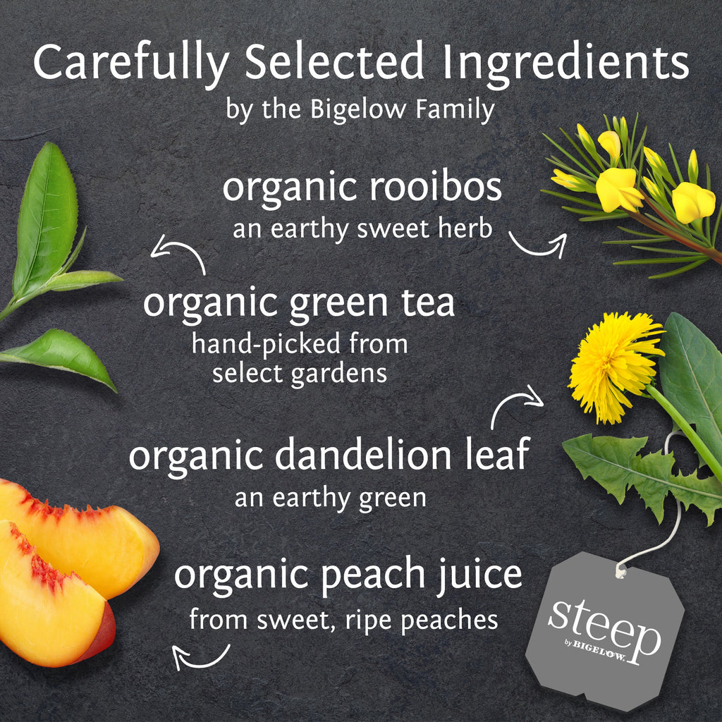 organic dandelion and peach rooibos and green tea